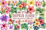 Tropical Floral Watercolor Clipart S, an Illustration by Sublimation Artist (Thumbnail 1 of 6)