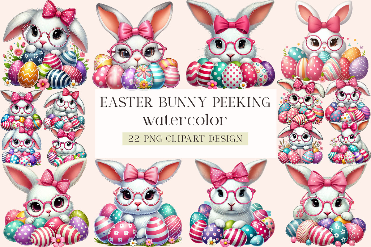 easter bunny peeking Clipart, an Illustration by DreamArtGraphic (Photo 1 of 5)