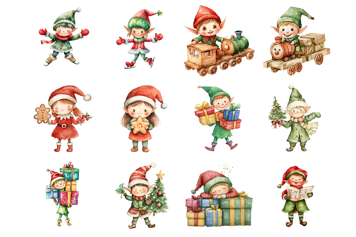 Watercolor Elf Clipart, an Illustration by Design Market (Photo 3 of 4)