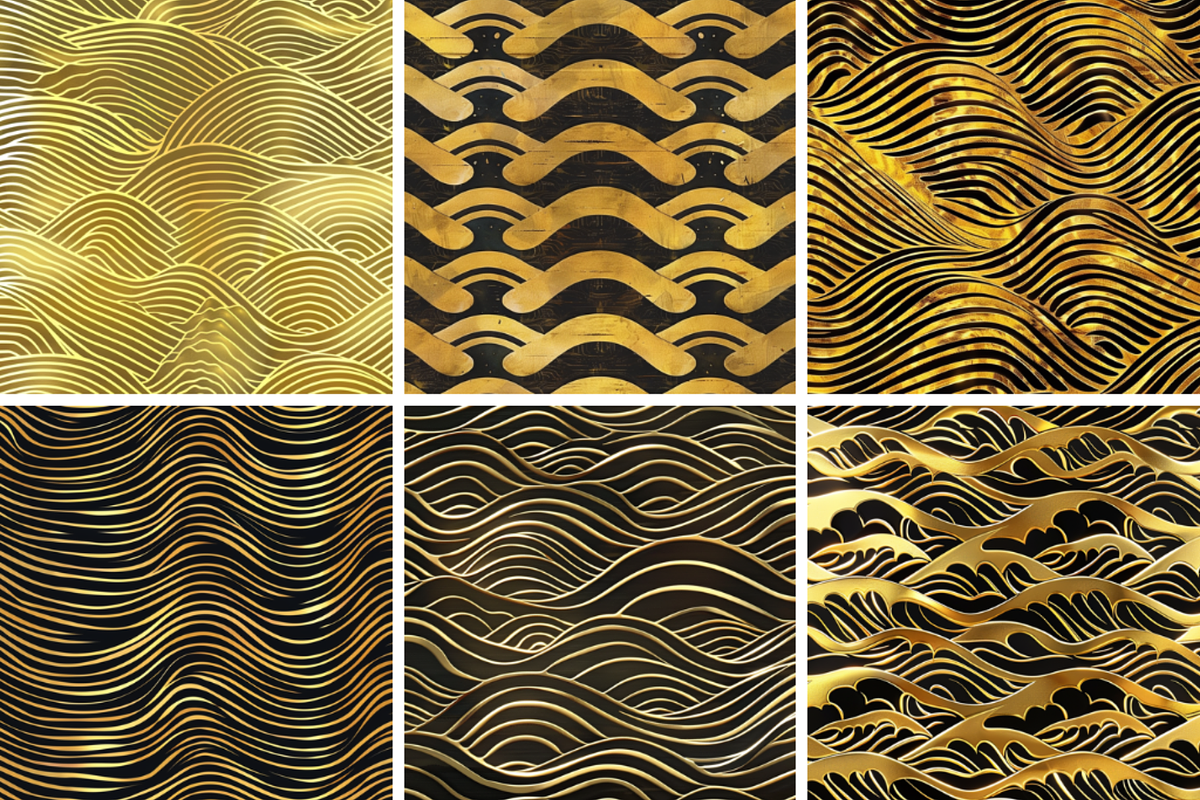 Gold Waves Seamless Patterns, a Pattern Graphic by PrintablesByFranklyn (Photo 3 of 4)