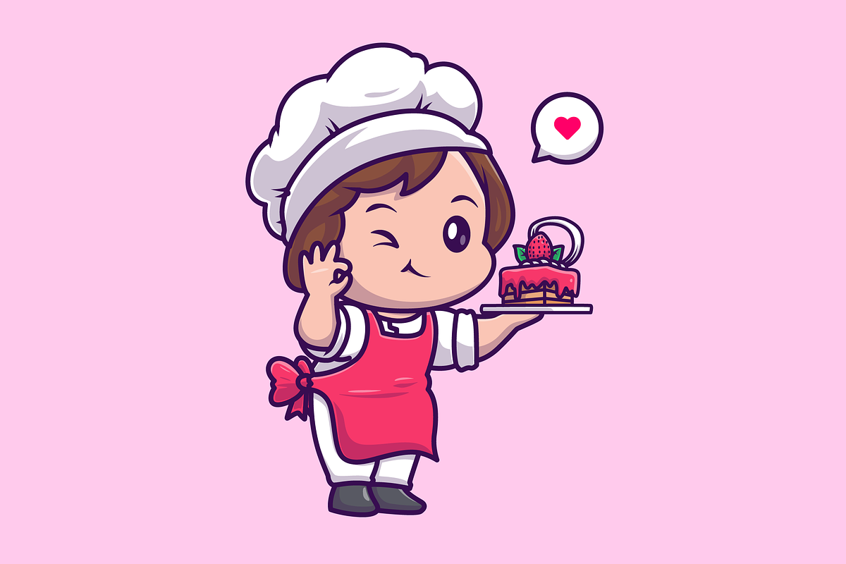 Cute Chef Girl Cooking Strawberry, a Person Illustration by Catalyst Labs