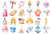 Watercolor Kawaii Labor Day Clipart, an Illustration by Daily.Designs (Thumbnail 2 of 3)