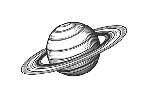 Engraved Saturn Planet with Rings, an Illustration by AlexArt