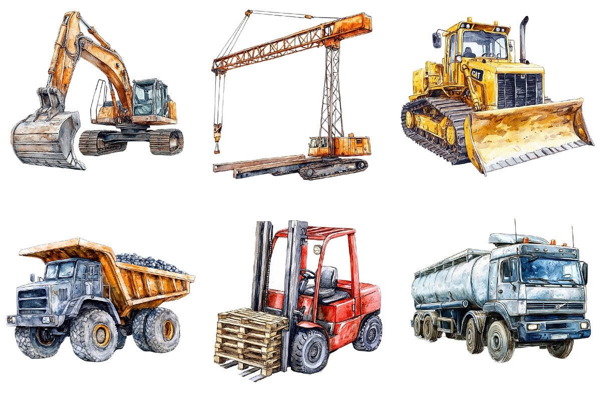 Construction Trucks Clipart Bundle, an Illustration by Pixels.Craft (Photo 3 of 5)