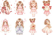 Whimsical Valentine's Day Cute Girl, an Illustration by Designking (Thumbnail 3 of 5)