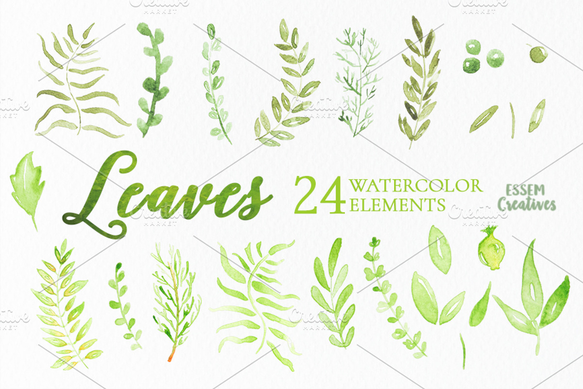 Bundle - Tropical Watercolor Leaves, an Illustration by Essem Creatives (Photo 10 of 26)