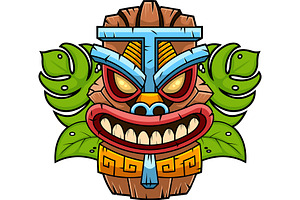 Colorful Tiki Mask, an Illustration by HitToon