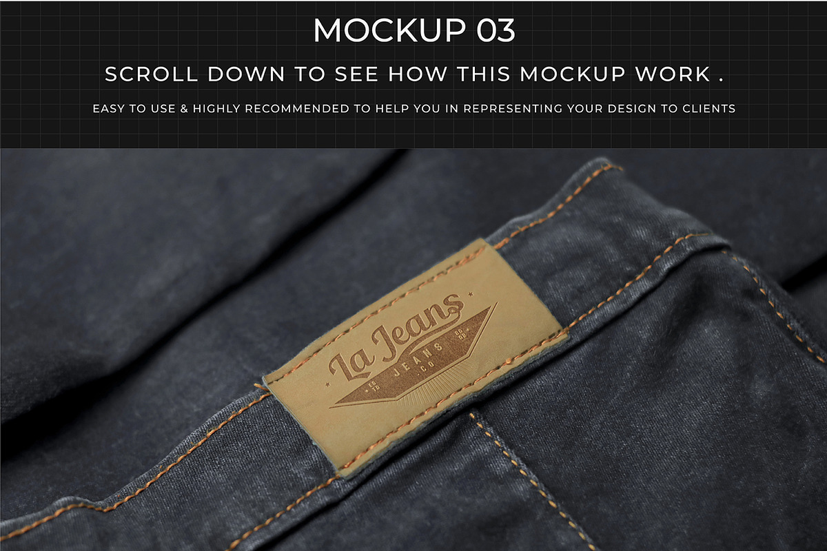 7 Apparel Jeans Labels Logo Mockup, a Bottom Mockup by Assyat (Photo 10 of 16)
