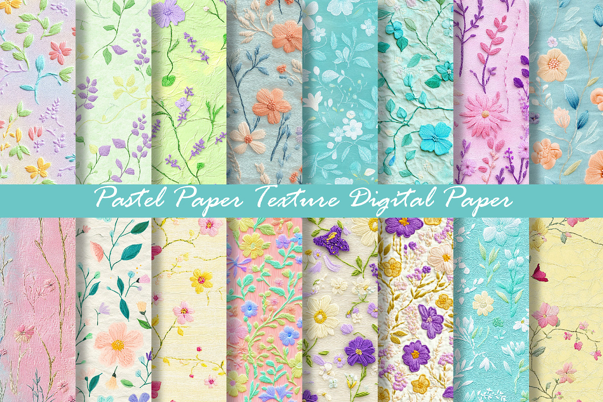 Pastel Floral Digital Paper, a Texture Graphic by Dream Creation (Photo 1 of 6)