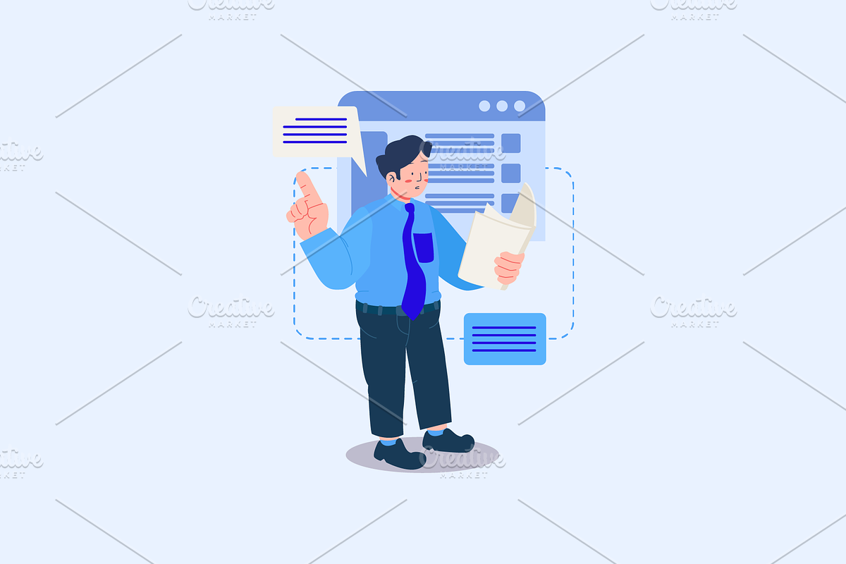 Businessman and Company Documents, a Person Illustration by Ahmad_Studio