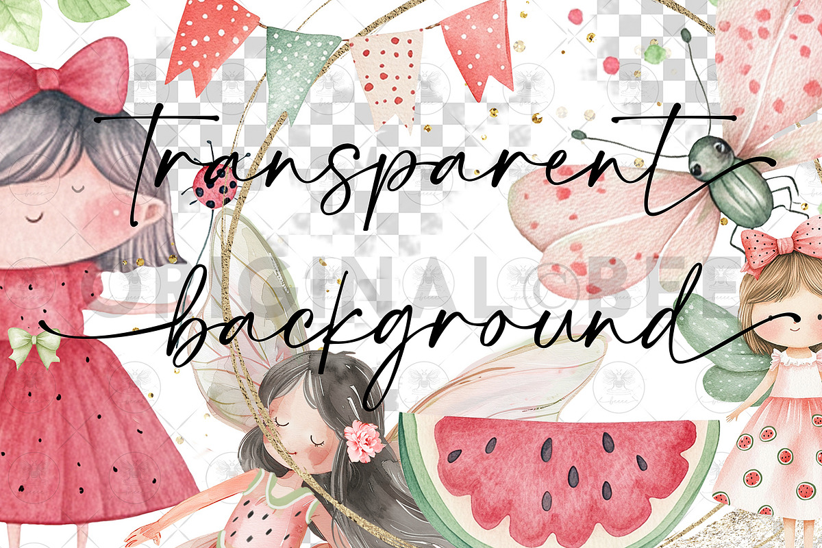 Watermelon Fairy Clipart Summer, an Illustration by BigCakeBee (Photo 2 of 4)