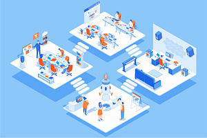 Isometric Office Illustrations Pack