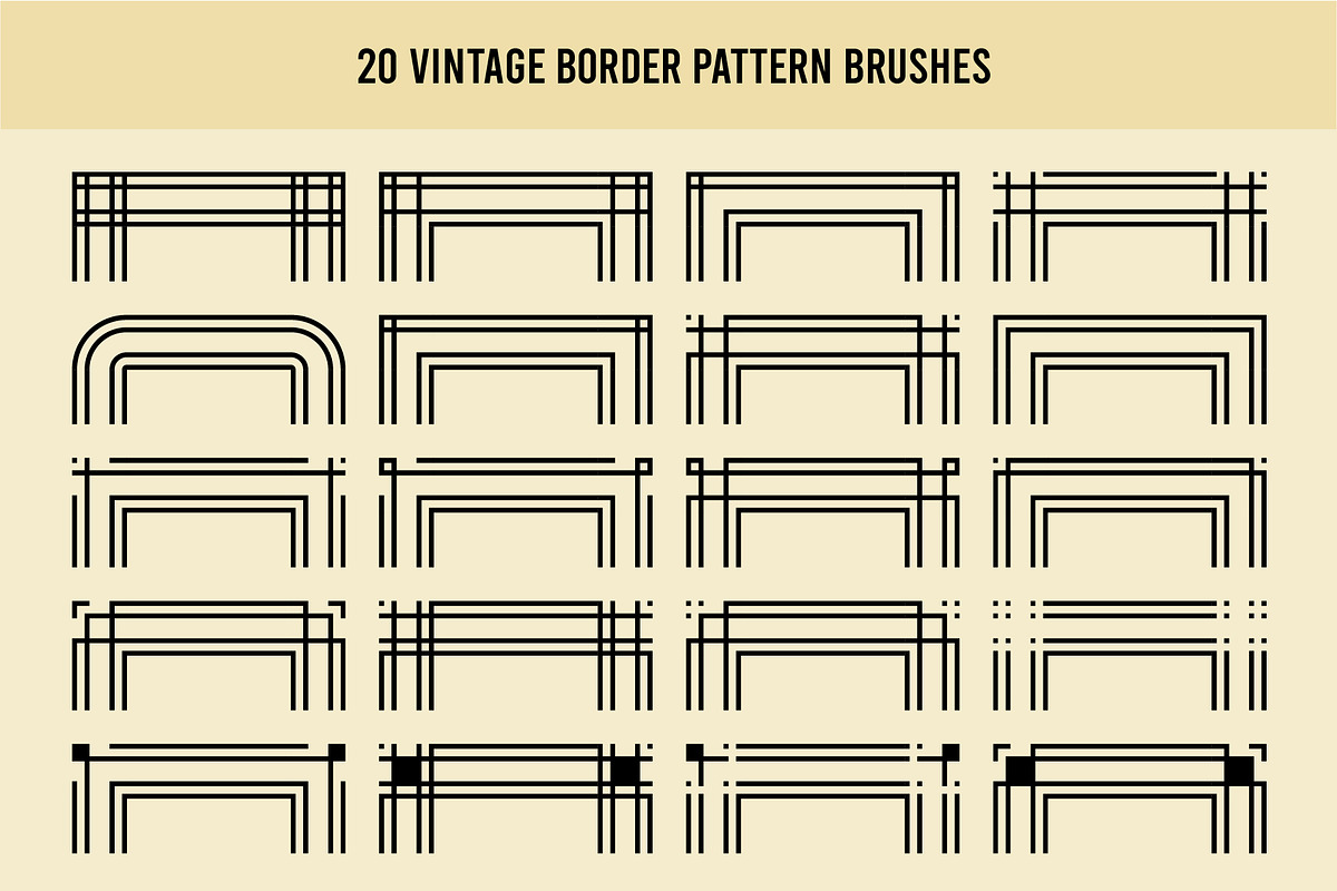 20 Vintage Borders Pattern Brushes 4, a Brush Add-On by G7 (Photo 3 of 3)
