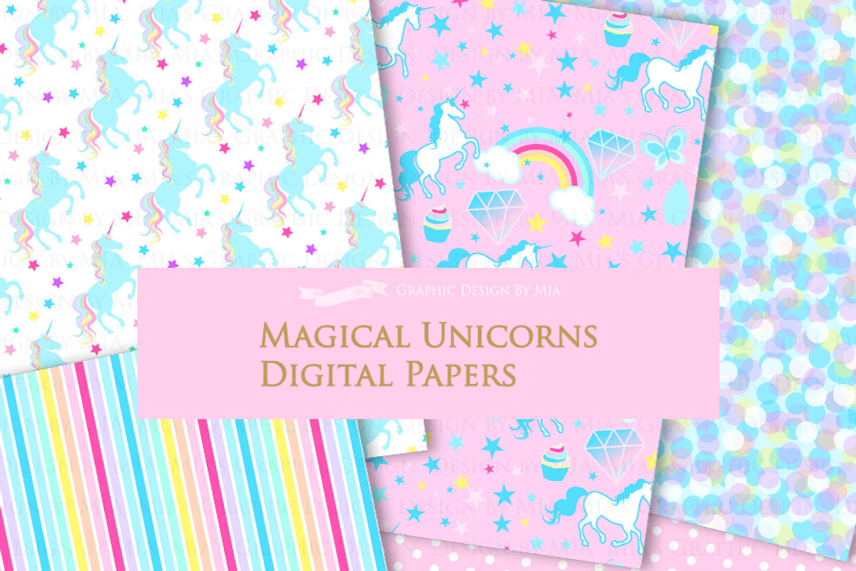 Magical Unicorns, Einhorn, Blue, an Illustration by Mia's Graphic Design (Photo 9 of 9)