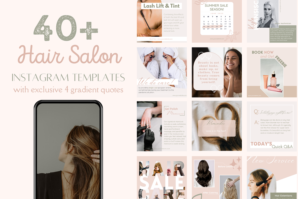 Beauty Salon Instagram Template, a Social Media Template by Kindelight (Photo 1 of 4)