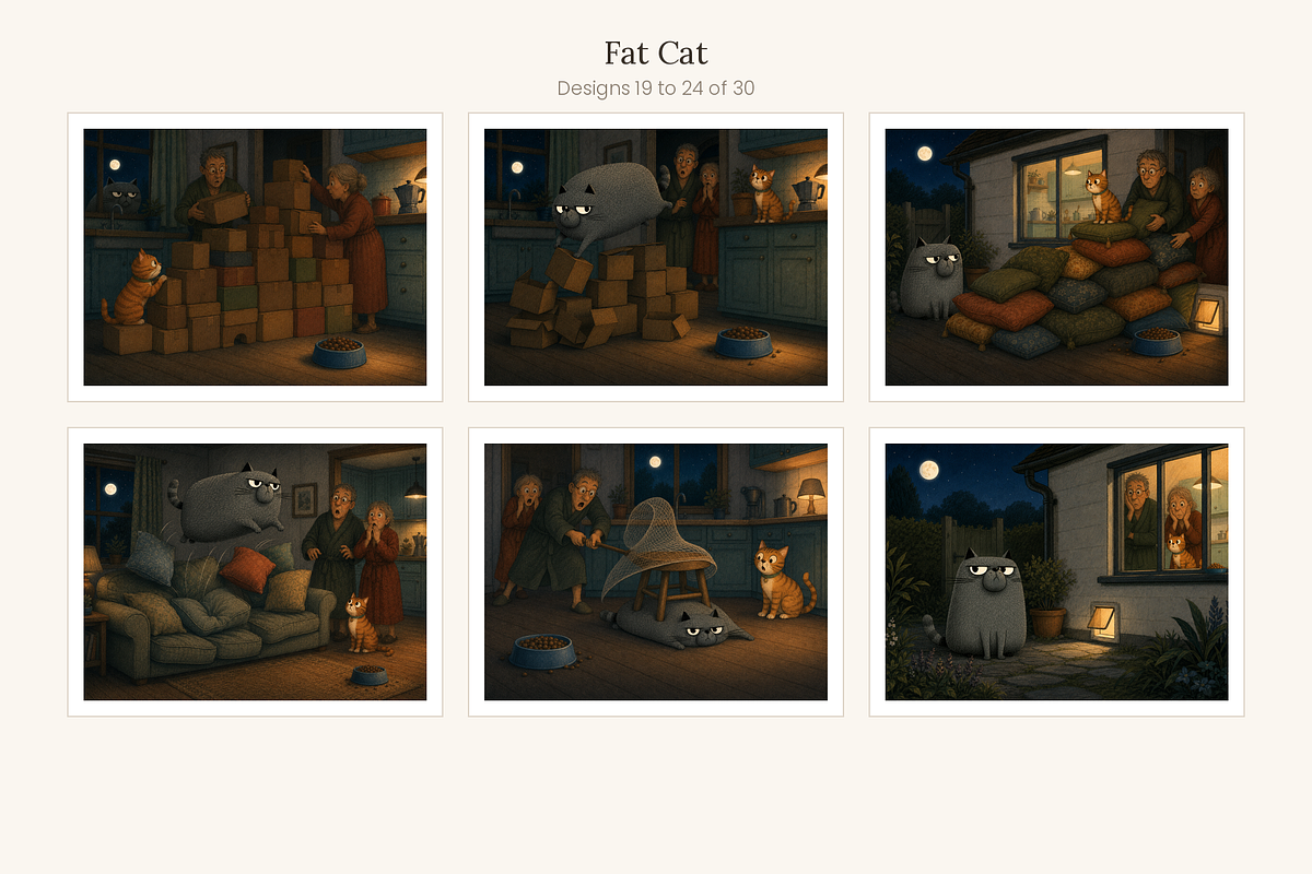Fat Cat Illustrations, Set 30, an Animal Illustration by LanternkinStudio (Photo 9 of 14)