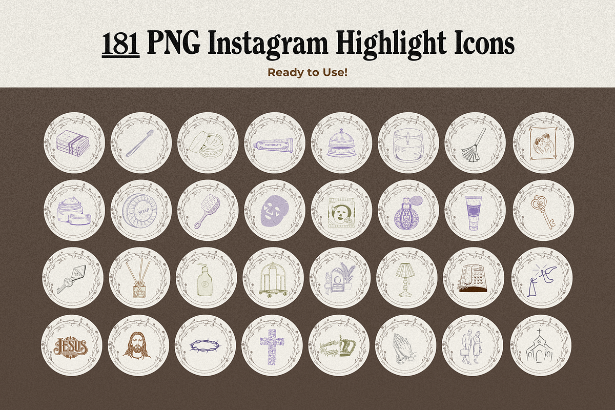 Vintage Aesthetic Highlight Icons, an Outline Icon by Marcia B Studio (Photo 2 of 7)