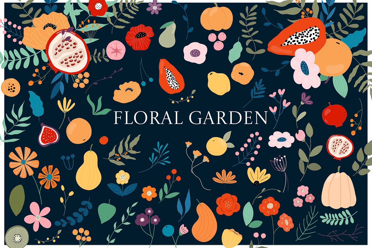 FLORAL GARDEN - clipart collection, a Texture Illustration by Spark Studio Brushes (Photo 1 of 7)