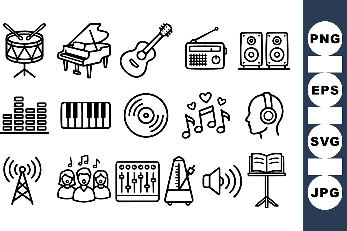 Minimalist Music Icon Set, an Illustration by designvectx (Photo 1 of 3)