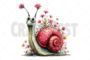 Whimsical Floral Snail Clipart, an Illustration by Craft Nest (Thumbnail 9 of 12)