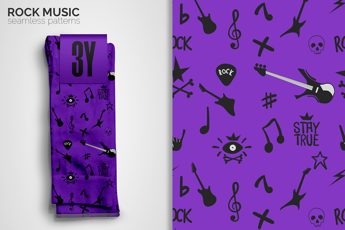 Rock Music Seamless Patterns, a Pattern Graphic by 3Y_Design (Photo 6 of 6)