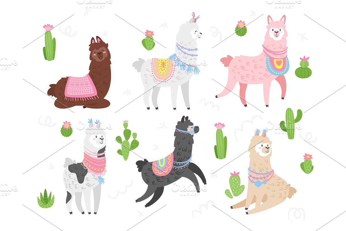 Cute lama. Alpaca animal, an Animal Illustration by Cartoon time!