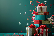 86 Gift boxes with ribbons and bows, a Holiday Photo by Handmadefont (Thumbnail 16 of 90)