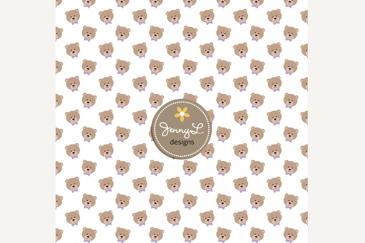 Violet Teddy Bear Digital Paper, a Pattern Graphic by JennyL Designs (Photo 4 of 4)