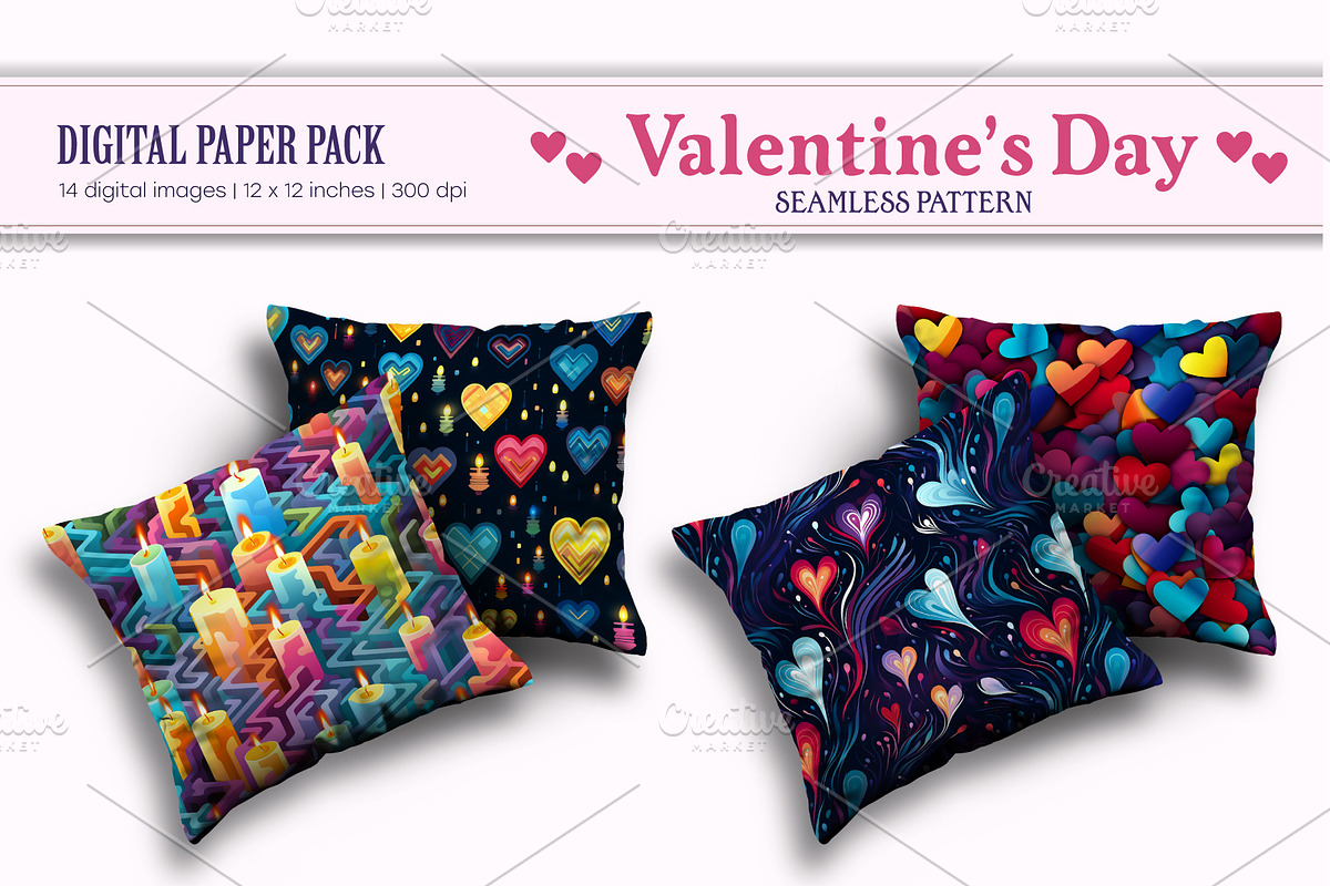 Seamless patterns for Valentines Day, a Texture Illustration by KENO Mascots (Photo 5 of 8)