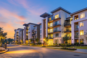 Newly built apartment complex featur, a Photo by Tanuart