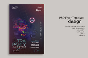Ultra Glow Party PSD Flyer
