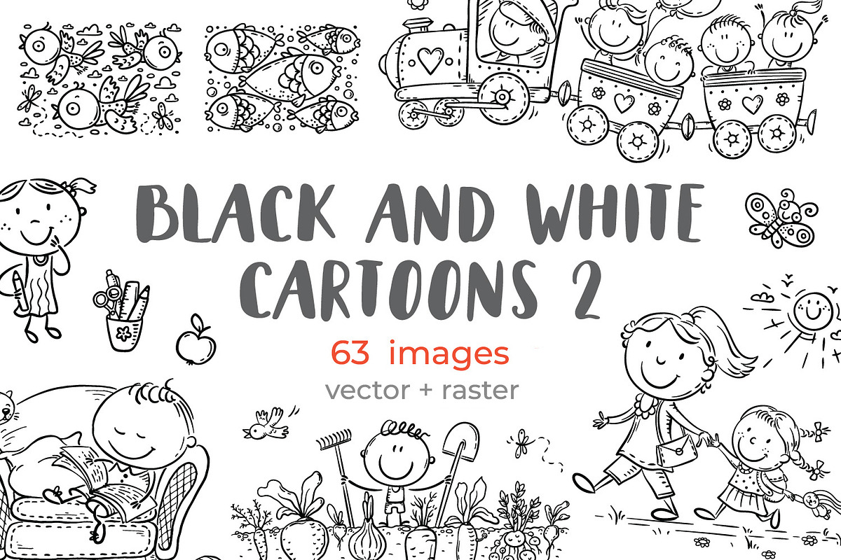 Coloring book cartoon kids bundle, an Illustration by Bubert Art (Photo 1 of 4)