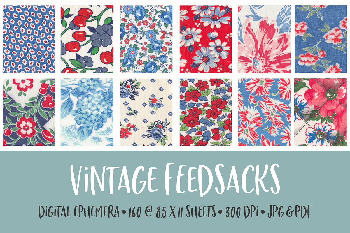 Vintage Feedsack Textures, a Texture Graphic by Polka Dot Pixels (Photo 1 of 5)