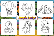 CUTE DINOSAUR COLORING BOOK PAGES, an Animal Illustration by Ink Gallery (Thumbnail 2 of 4)