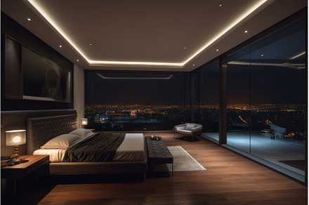 Luxury penthouse bedroom. Generate, an Architecture Photo by Ylivdesign