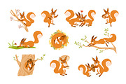 Cute funny squirrels, cartoon set, an Animal Illustration by Good Studio (Thumbnail 2 of 4)