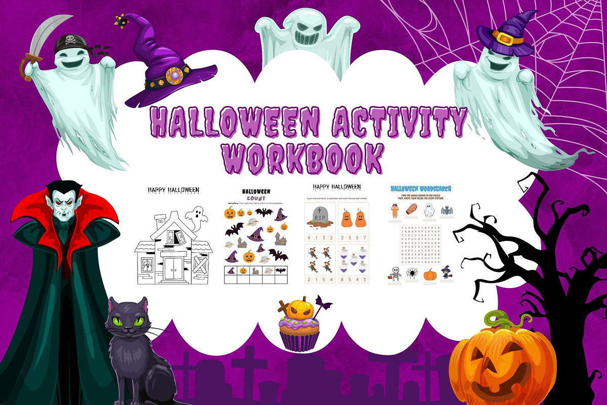 Big Halloween Activity Workbook, a Templates & Theme by Premium Digital Templates (Photo 1 of 2)