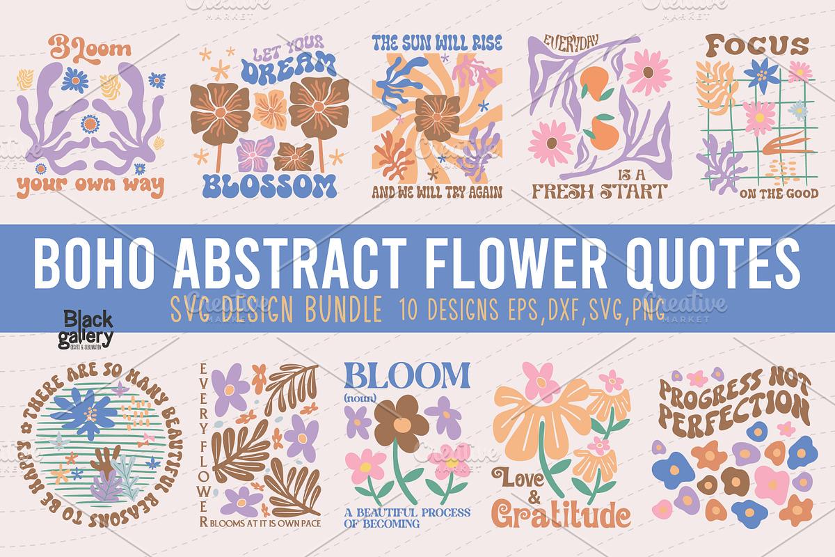 Boho Abstract Flower SVG Bundle, a Graphic by Clipart Bloom (Photo 1 of 16)