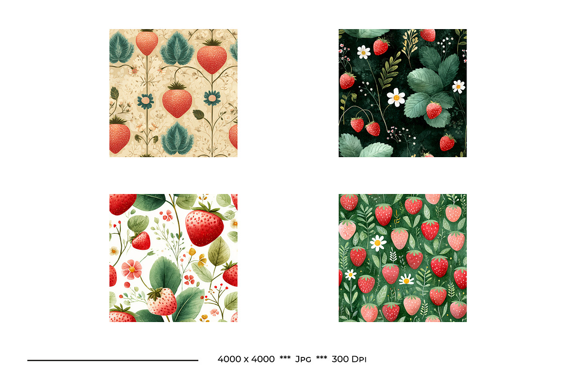 Strawberry Retro Art Style Patterns, a Pattern Graphic by karenfoleyphoto (Photo 15 of 16)