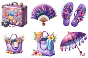 Purple Summer Vacation Graphics, an Illustration by Watercolor design (Thumbnail 2 of 4)