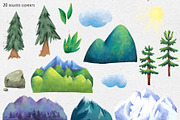 Watercolor mountains summer clipart, an Object Graphic by Belusuab (Thumbnail 3 of 7)