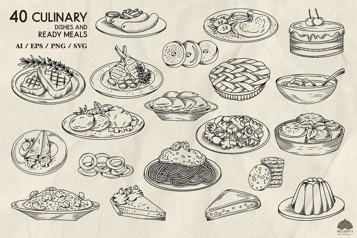 Culinary line art + Procreate, an Object Graphic by Skliarova (Photo 3 of 5)