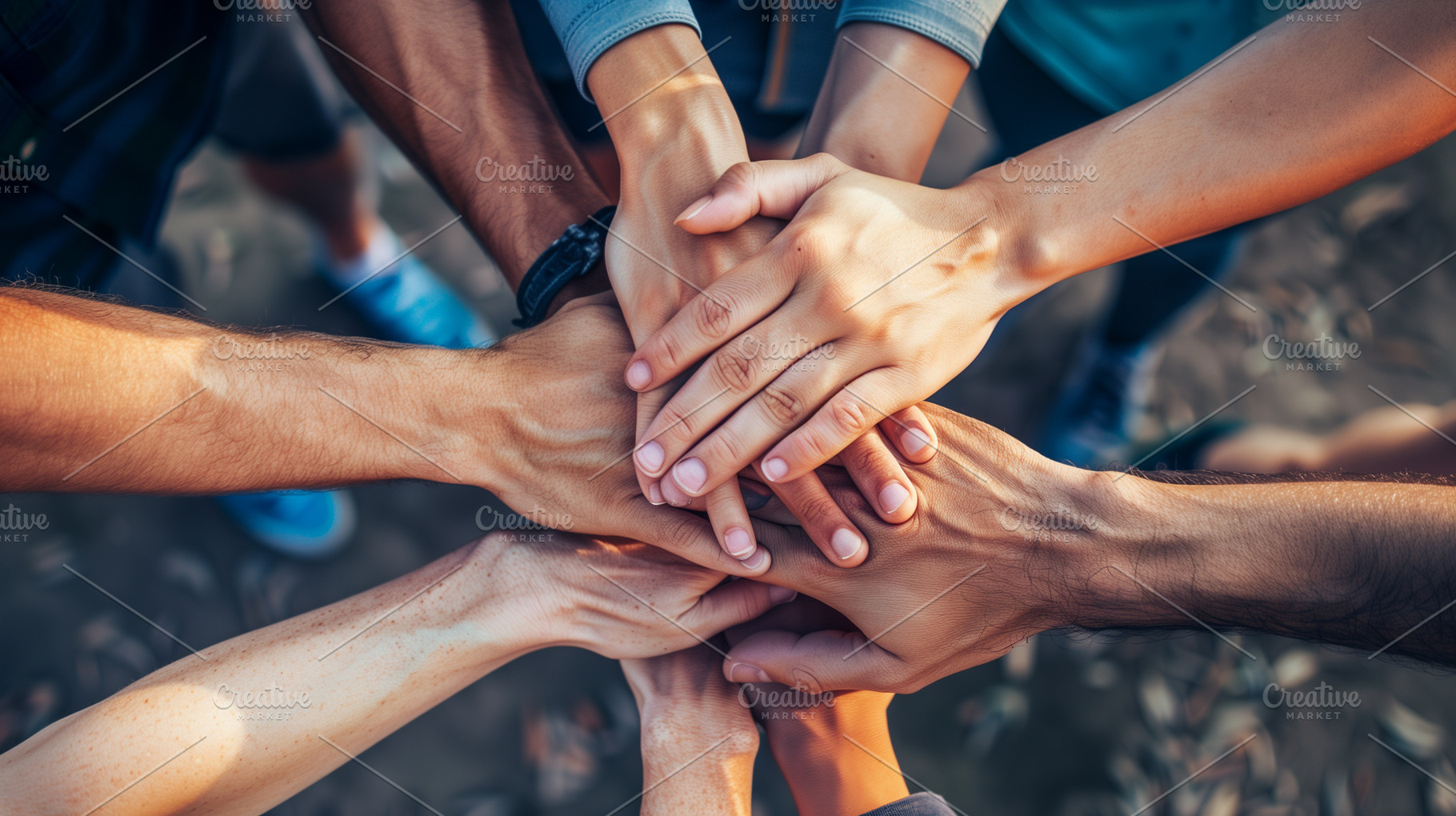 Group of people putting hands on top, a Person Photo by MistyDay