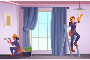 Electrician girls. female characters, a Technology Illustration by Onyx