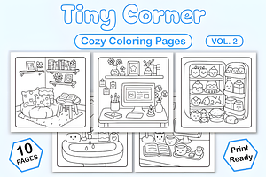 Tiny Corner Cozy Coloring Vol. 2, a Decorative Illustration by Coco Bloom