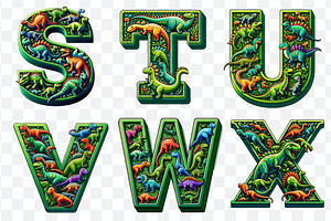 Dinosaur Display Font Alphabet ABC