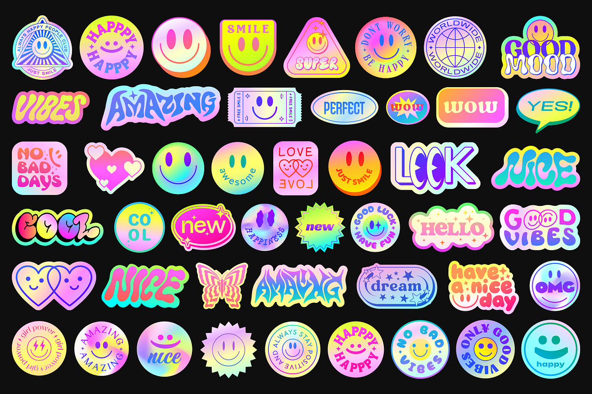 COLORFUL - POP STICKERS VECTOR SET, an Object Graphic by craftlove (Photo 2 of 5)