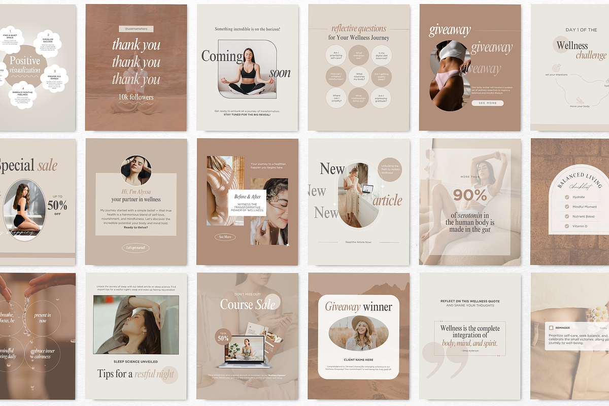 Wellness Instagram Templates Bundle, a Social Media Template by DigiPax (Photo 3 of 12)