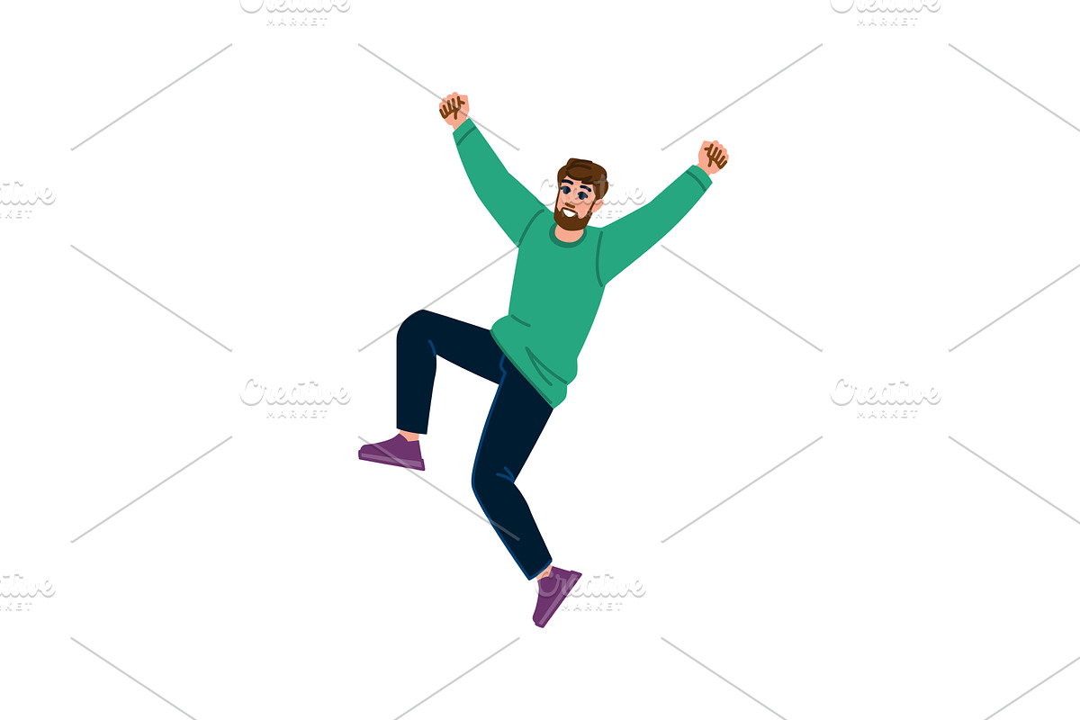 Happy man jumping and celebrating, a Person Illustration by pikepicture