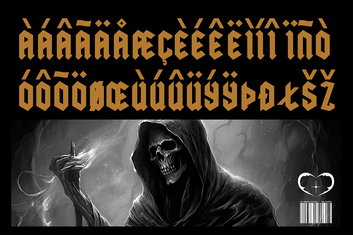 GRIND MODERN BLACKLETTER METAL FONT, a Blackletter Font by dansdesign (Photo 4 of 7)